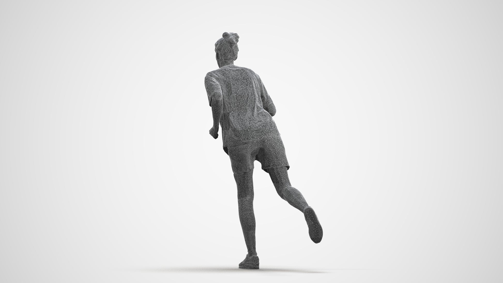 3D scanned woman sport, photorealistic archviz people for Enscape and SketchUp, wireframe front view