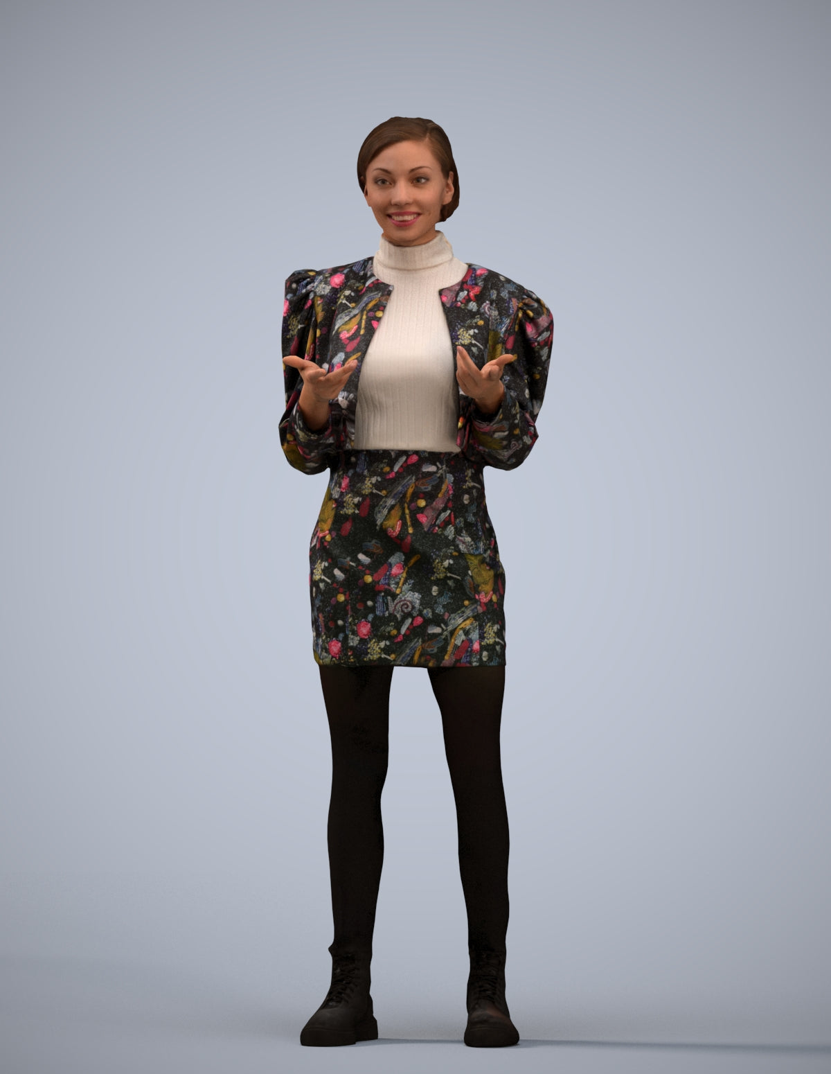 realistic 3D human woman casual standing, archviz people FBX OBJ for Blender