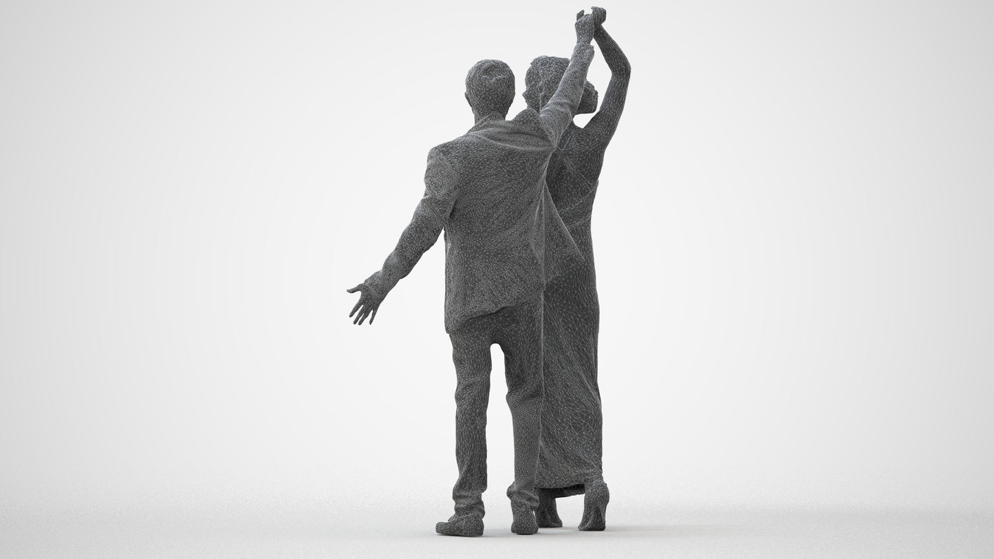 scanned 3D woman formal dancing, photogrammetry people for Enscape and V-Ray, square thumbnail
