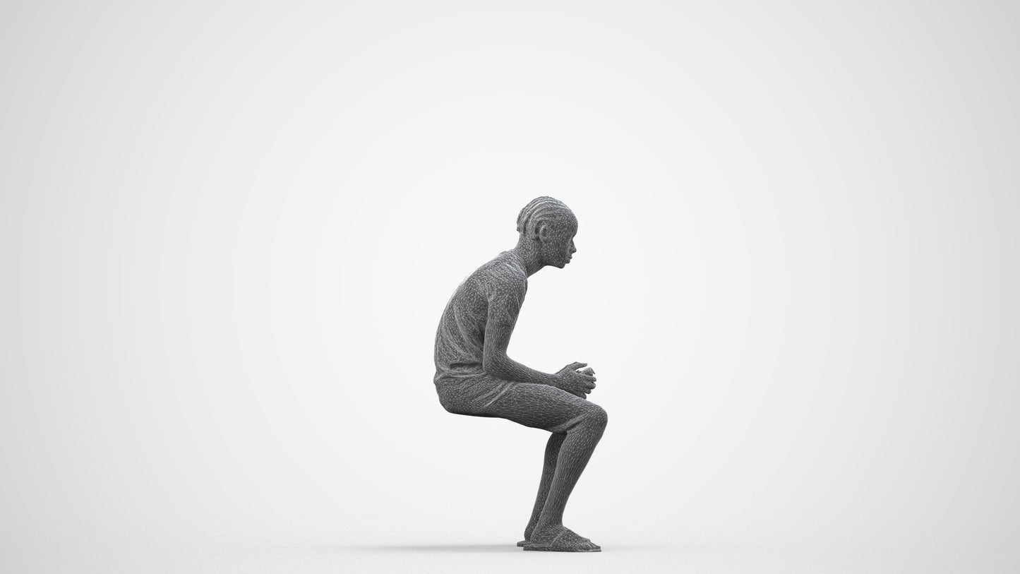 3D human model boy casual kids, photogrammetry scanned person for archviz, wireframe side view
