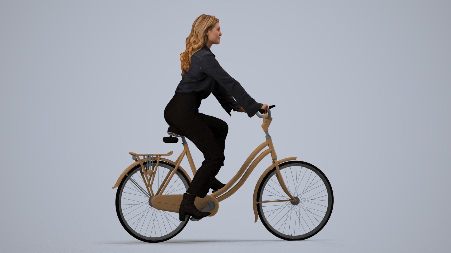 photogrammetry 3D woman business mix, realistic human model archviz FBX, side view render