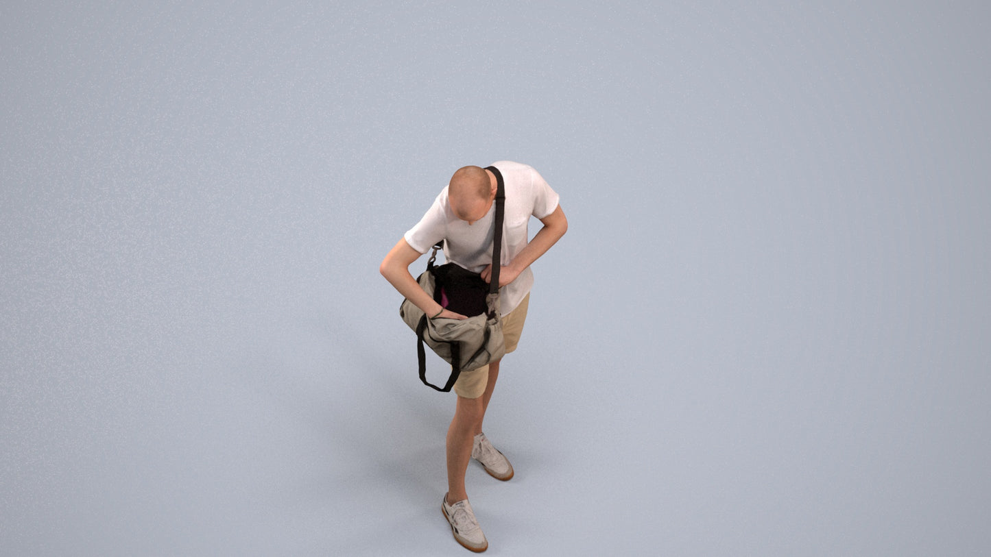 realistic 3D people man casual standing, render-ready for V-Ray and Corona, FBX OBJ, back view render