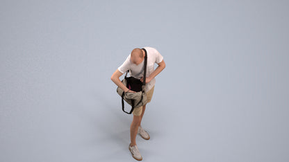 realistic 3D people man casual standing, render-ready for V-Ray and Corona, FBX OBJ, back view render