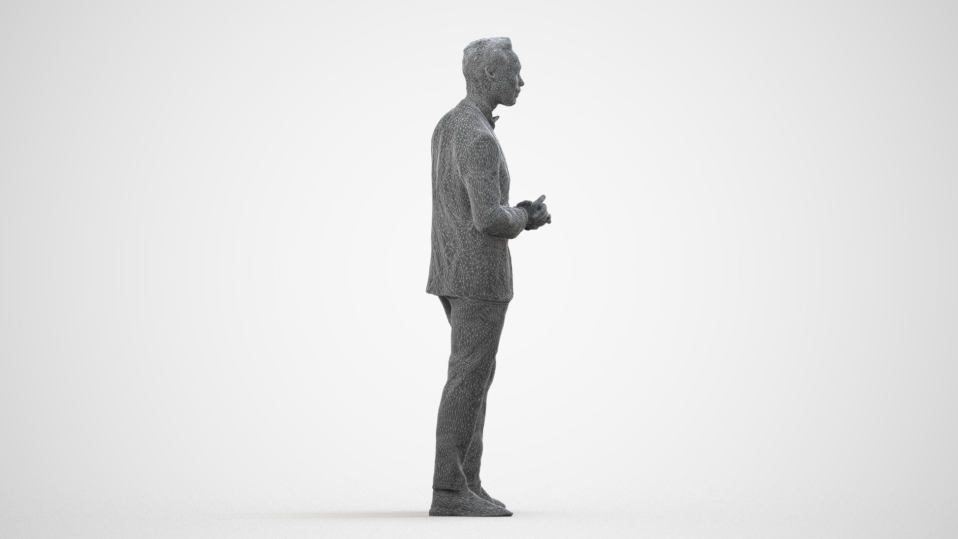 scanned 3D man formal formalaffairs, photogrammetry people for Enscape and V-Ray, wireframe side view