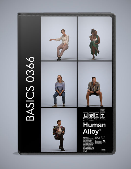 5x realistic 3D people sitting pack, scanned archviz collection for Blender and 3ds Max