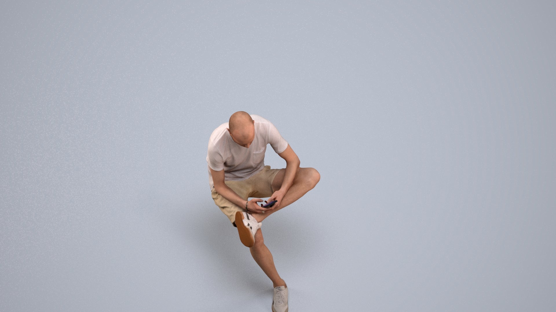 3D scanned man sitting casual, photorealistic archviz people for Enscape and SketchUp, back view render