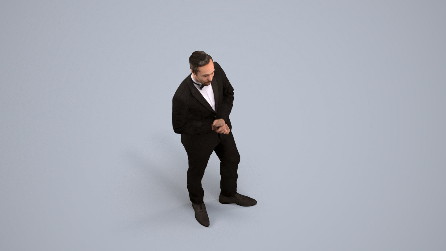 scanned 3D man formal formalaffairs, photogrammetry people for Enscape and V-Ray, back view render