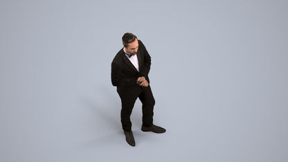 scanned 3D man formal formalaffairs, photogrammetry people for Enscape and V-Ray, back view render