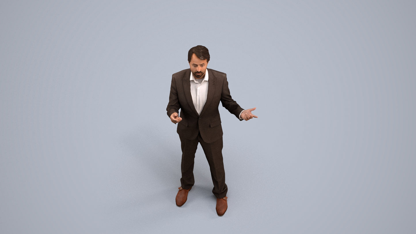 realistic 3D man business, scanned archviz people for Blender and 3ds Max, back view render