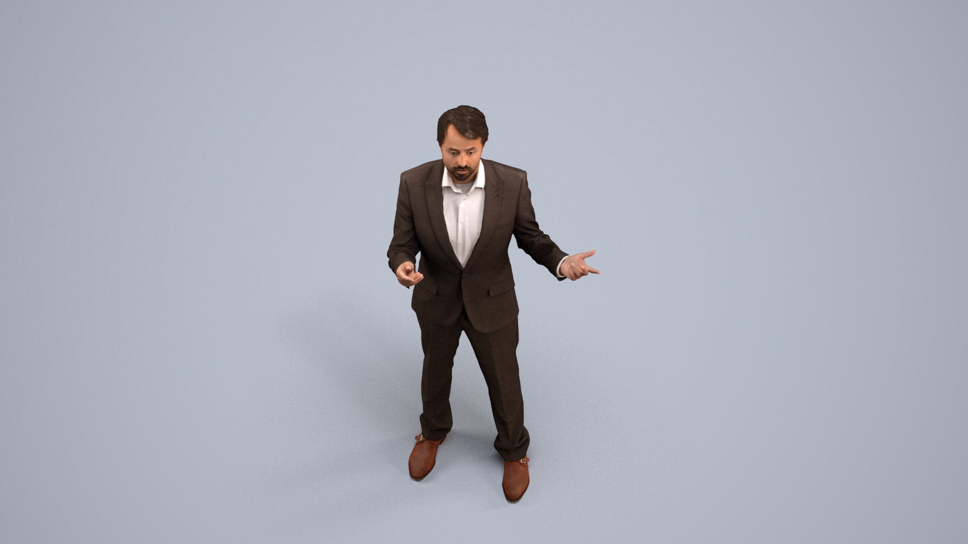 realistic 3D man business, scanned archviz people for Blender and 3ds Max, back view render