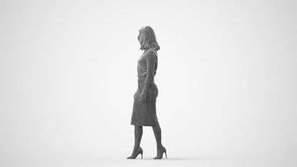realistic 3D woman business standing, scanned archviz people for Blender and 3ds Max, square thumbnail