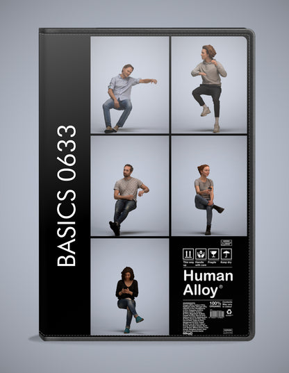 scanned 3D people sitting collection, 5 photogrammetry models for Enscape and V-Ray