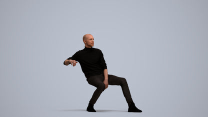 3D human model man casual sitting, photogrammetry scanned person for archviz, standing pose render