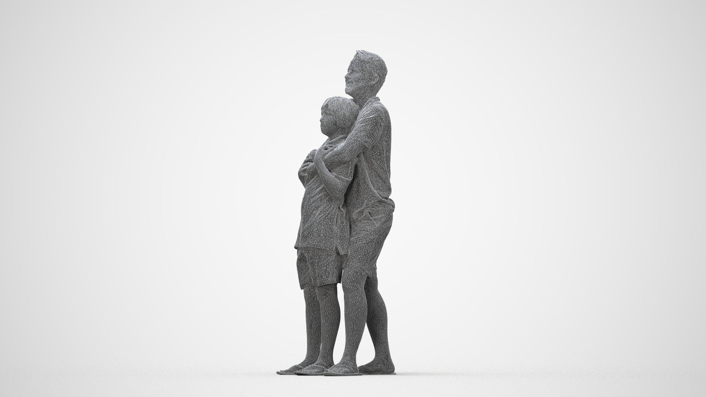 3D people model boy standing, scanned human for 3ds Max rendering, wireframe back view