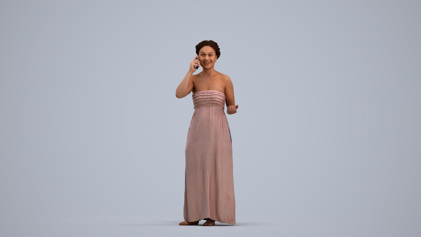 realistic 3D woman casual standing, scanned archviz people for Blender and 3ds Max, standing pose render