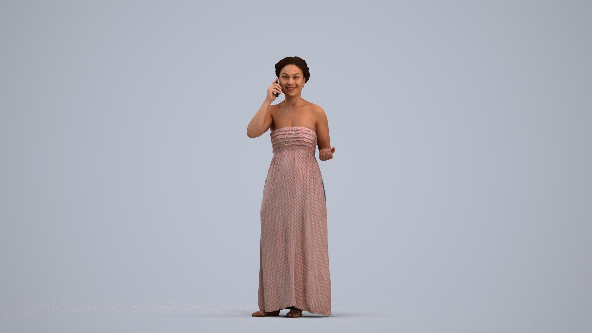 realistic 3D woman casual standing, scanned archviz people for Blender and 3ds Max, standing pose render