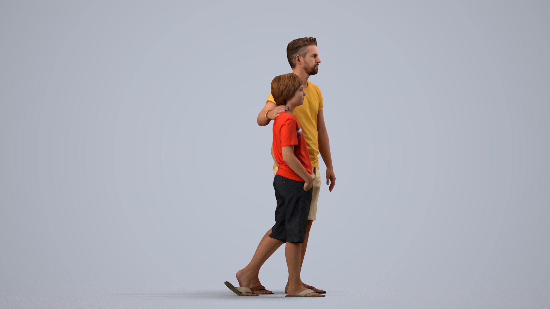 realistic 3D human boy casual kids, archviz people FBX OBJ for Blender, side view render