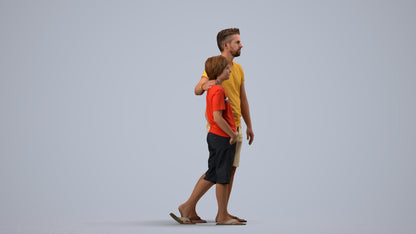 realistic 3D human boy casual kids, archviz people FBX OBJ for Blender, side view render