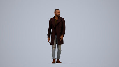 3D people model man casual walking, scanned human for 3ds Max rendering, top-down view render
