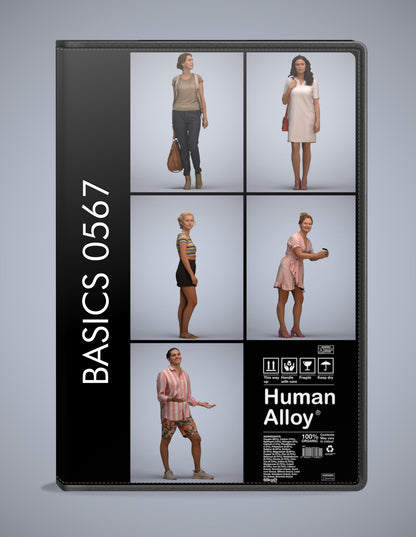 realistic 3D humans standing pack, 5 archviz people FBX OBJ for Blender