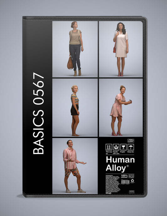 realistic 3D humans standing pack, 5 archviz people FBX OBJ for Blender