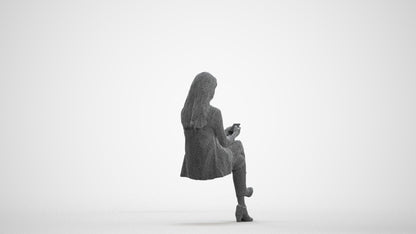 realistic 3D human woman business, archviz people FBX OBJ for Blender, wireframe front view