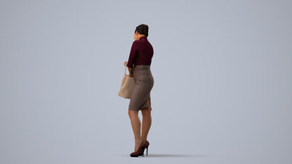 photogrammetry 3D woman business standing, realistic human model archviz FBX, three-quarter view render