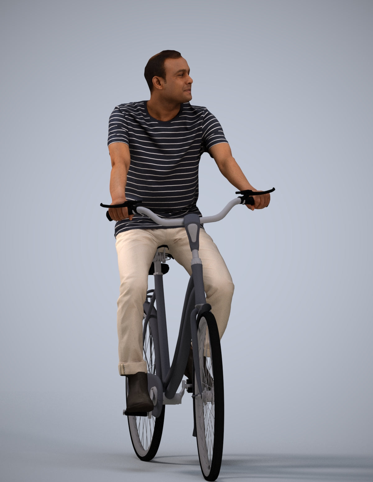 scanned 3D man casual cycling, photogrammetry people for Enscape and V-Ray