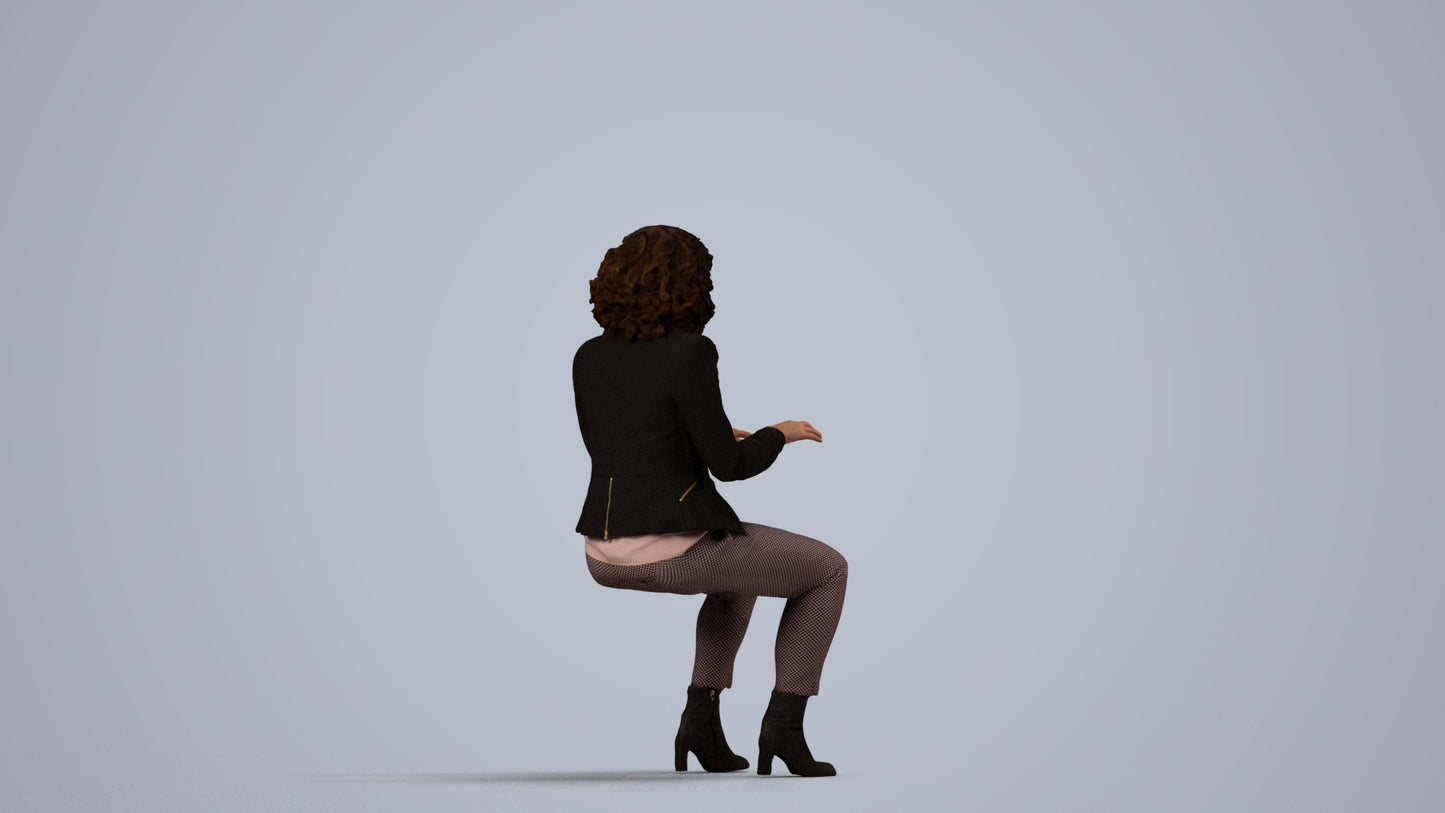 photogrammetry 3D woman business, realistic human model archviz FBX, side view render
