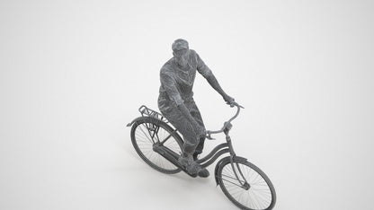 3D scanned man sitting casual, photorealistic archviz people for Enscape and SketchUp, wireframe three-quarter view