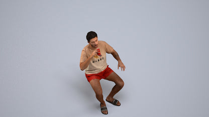 3D scanned man sitting casual, photorealistic archviz people for Enscape and SketchUp, back view render