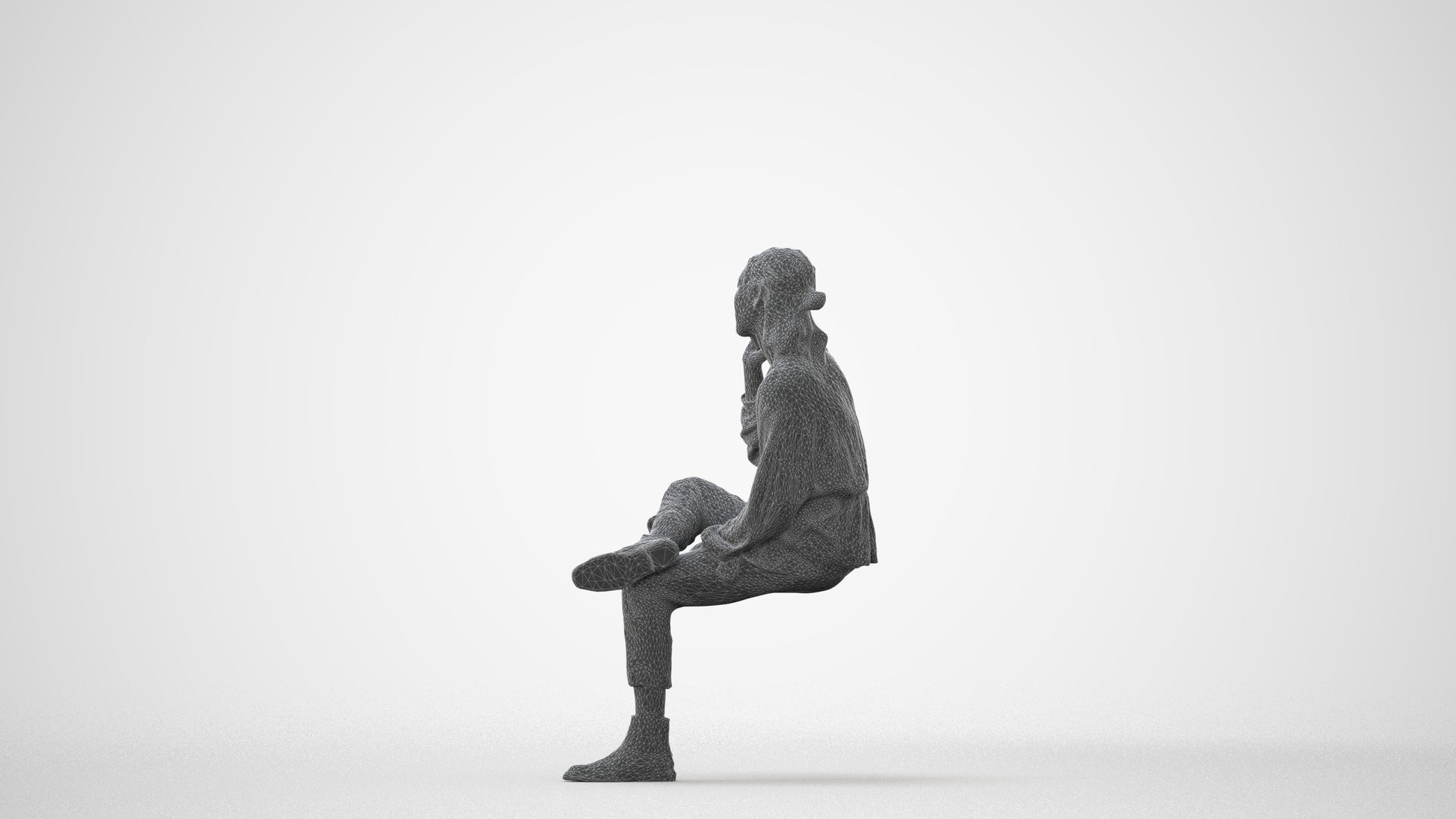 3D people model woman casual sitting, scanned human for 3ds Max rendering, square thumbnail