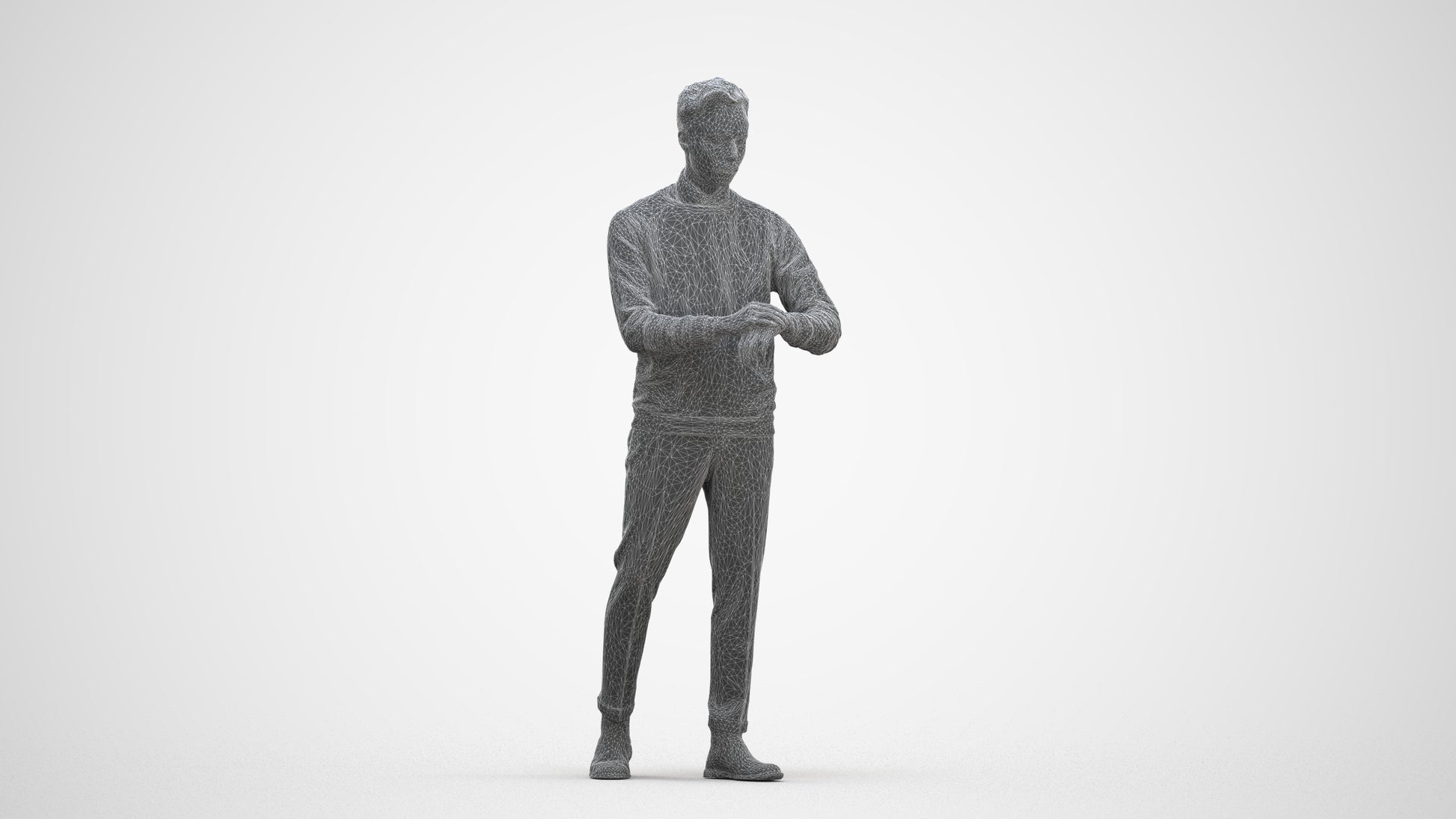 3D people model man casual walking, scanned human for 3ds Max rendering, three-quarter front view render