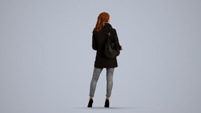 3D scanned woman standing casual, photorealistic archviz people for Enscape and SketchUp, front view render