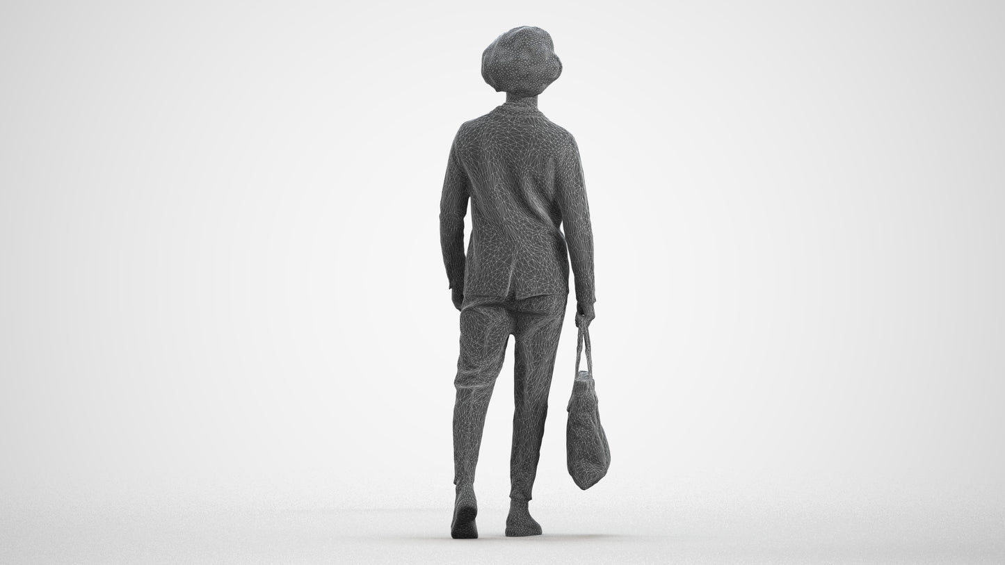 3D human model man business walking, photogrammetry scanned person for archviz, wireframe front view