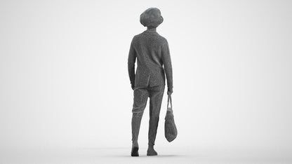 3D human model man business walking, photogrammetry scanned person for archviz, wireframe front view