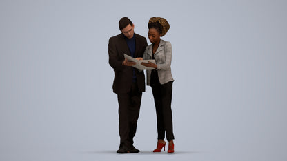 3D people model woman business, scanned human for 3ds Max rendering, standing pose render
