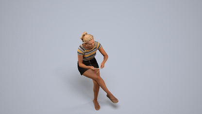 scanned 3D woman casual sitting, photogrammetry people for Enscape and V-Ray, back view render