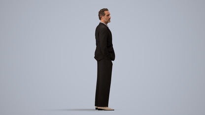 3D scanned man business, photorealistic archviz people for Enscape and SketchUp, side view render