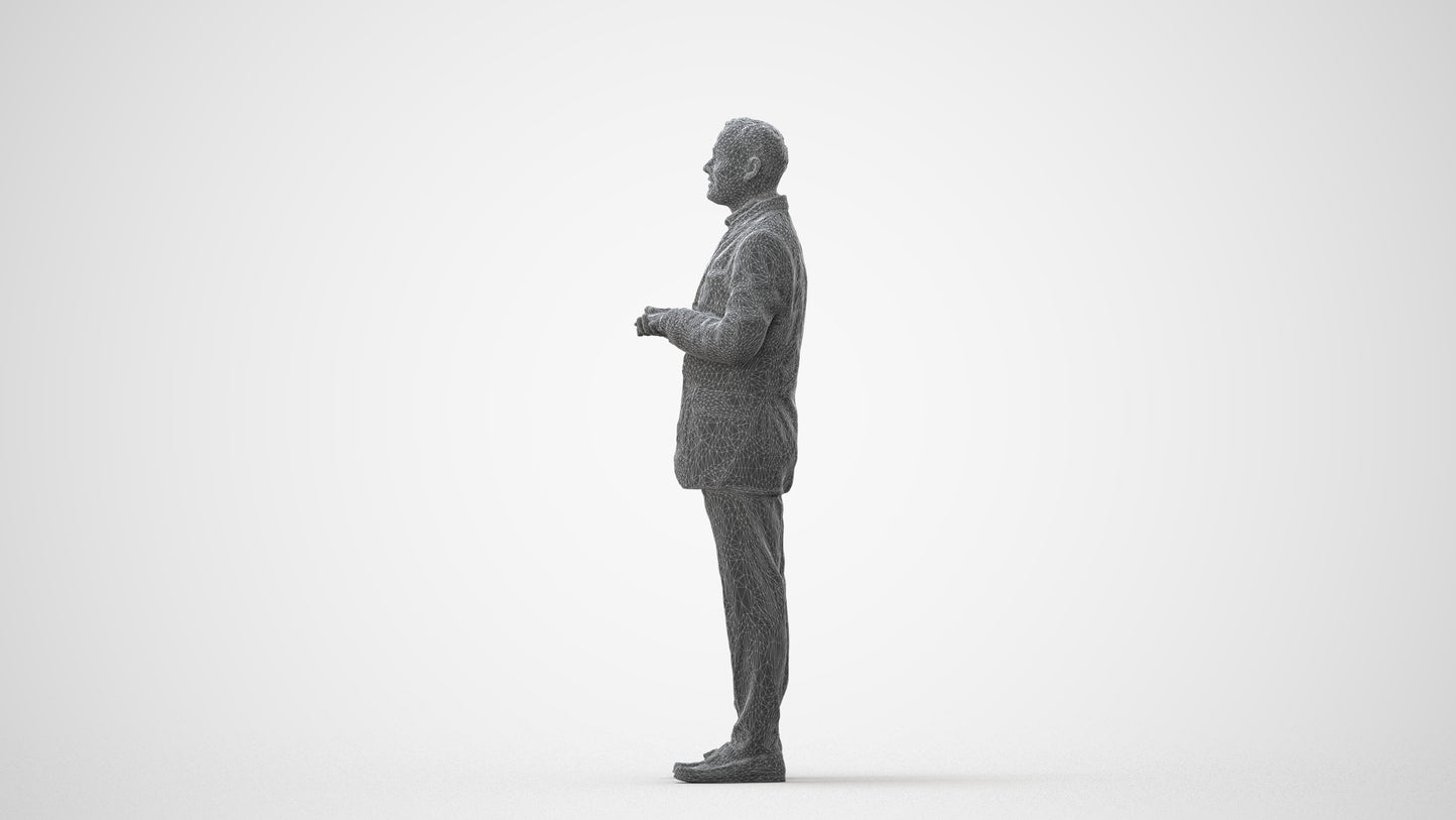 realistic 3D human man formal standing, archviz people FBX OBJ for Blender, square thumbnail