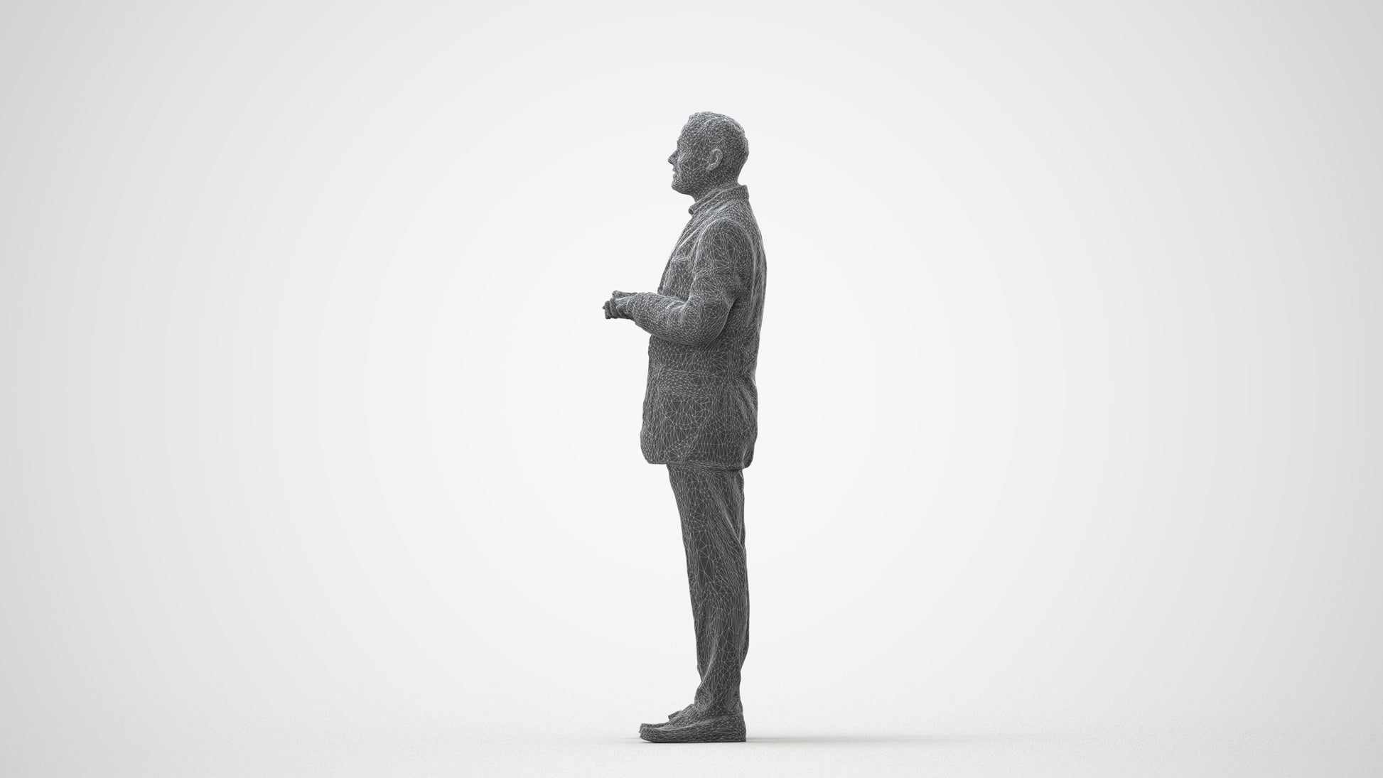 realistic 3D human man formal standing, archviz people FBX OBJ for Blender, square thumbnail