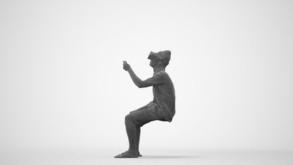 realistic 3D man casual sitting, scanned archviz people for Blender and 3ds Max, square thumbnail