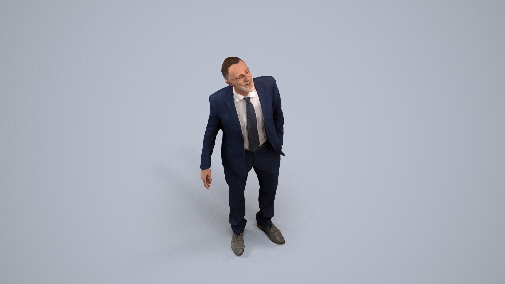 3D people model senior man business, scanned human for 3ds Max rendering, back view render