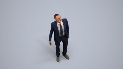 3D people model senior man business, scanned human for 3ds Max rendering, back view render