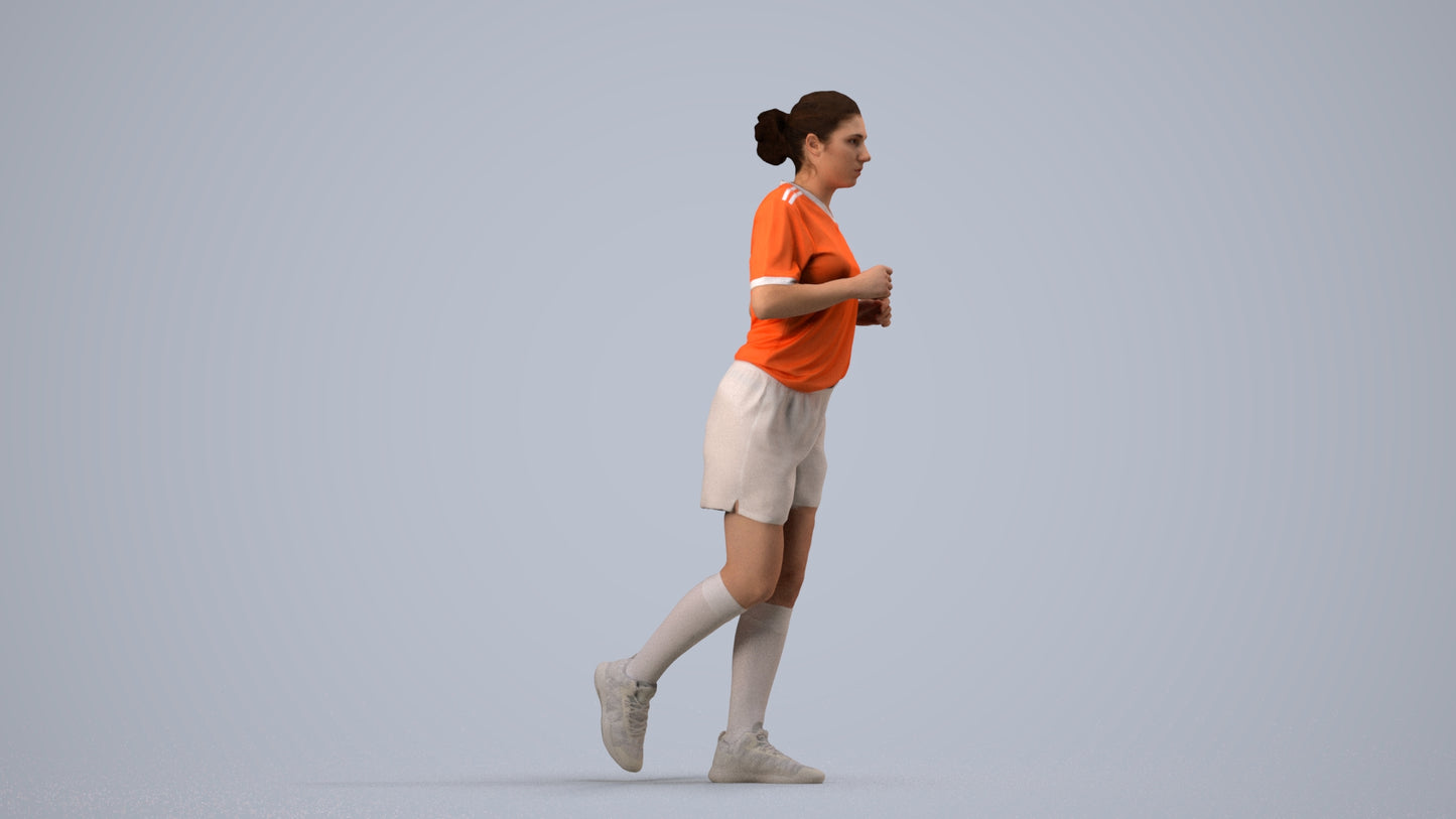3D people model woman sport, scanned human for 3ds Max rendering, side view render