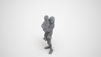 realistic 3D human boy casual kids, archviz people FBX OBJ for Blender, wireframe three-quarter view