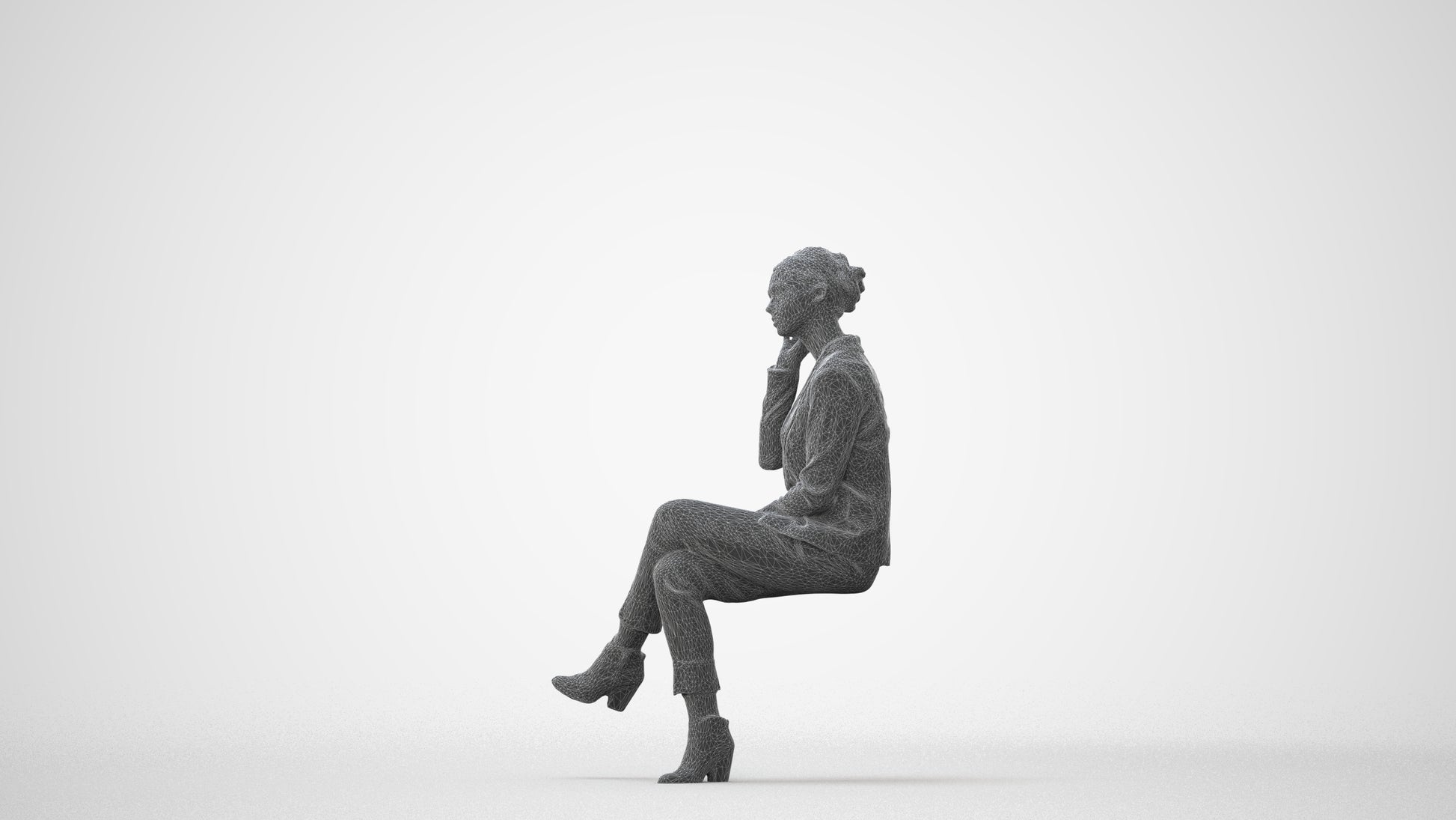 realistic 3D human woman business, archviz people FBX OBJ for Blender, square thumbnail