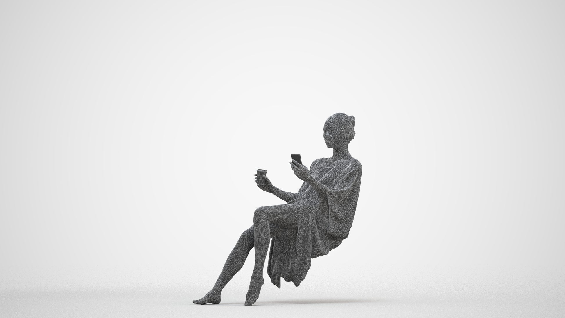 realistic 3D woman pool, scanned archviz people for Blender and 3ds Max, three-quarter front view render