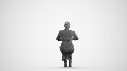 3D human model woman casual sitting, photogrammetry scanned person for archviz, wireframe front view