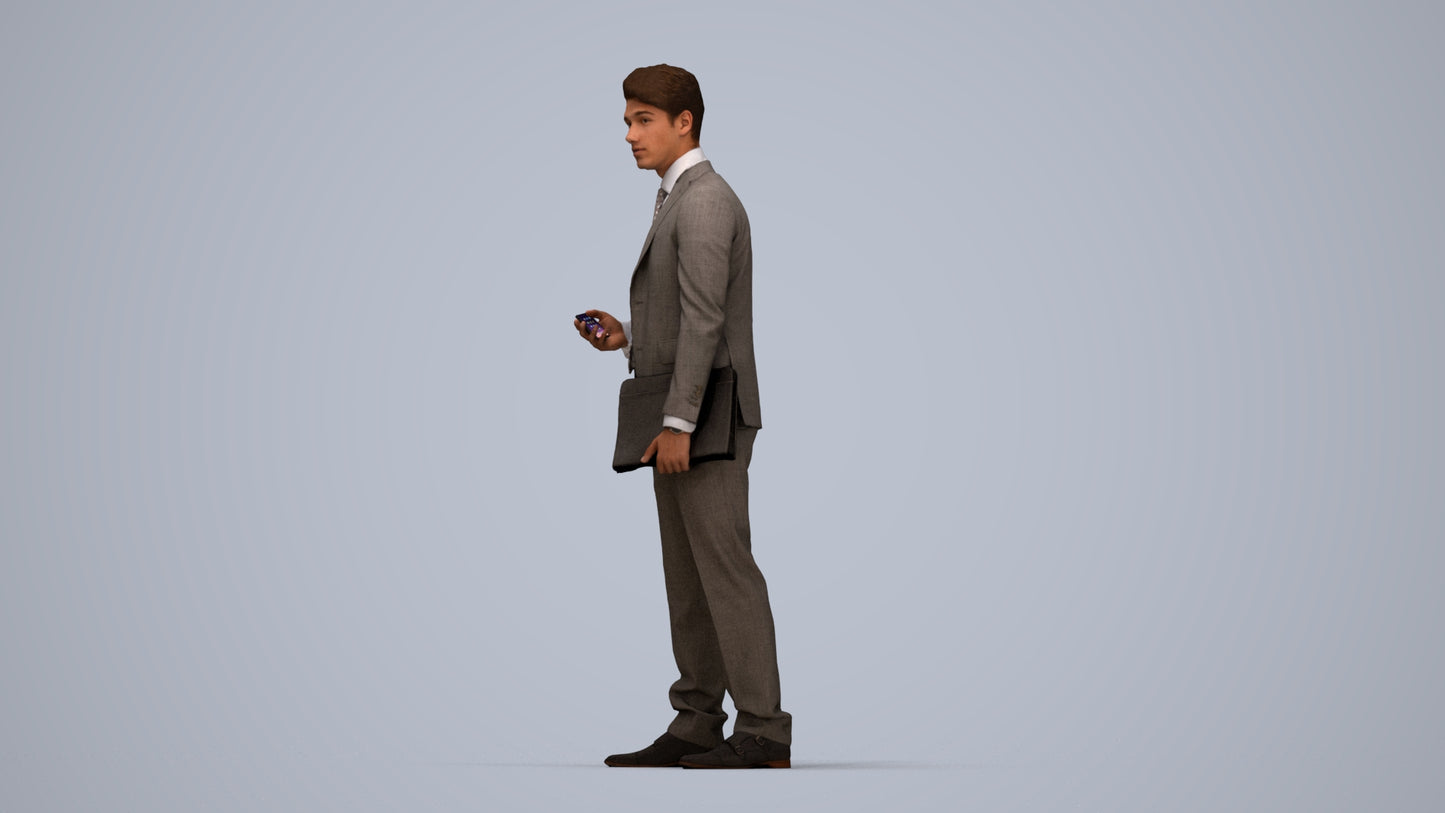 realistic 3D people man business, render-ready for V-Ray and Corona, FBX OBJ, top-down view render